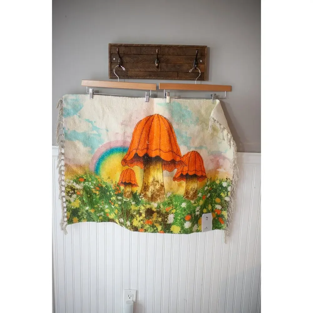 Urban Outfitters Mushroom Digital Printed Chenille Rug NEW